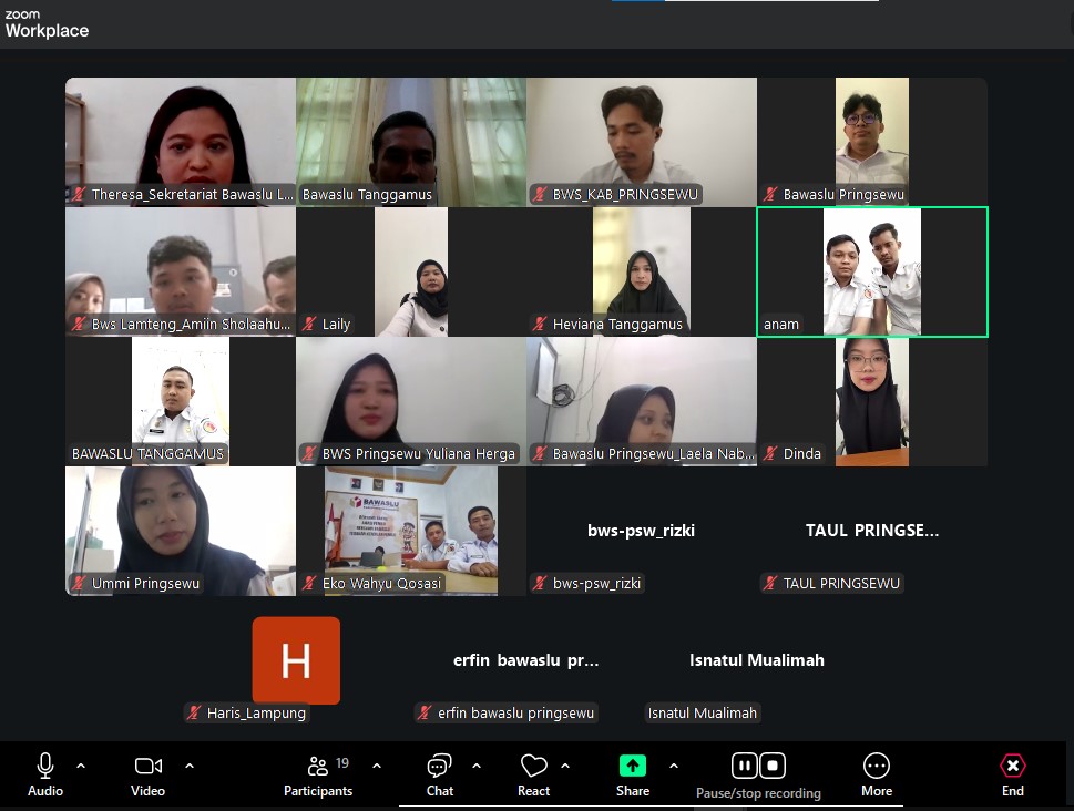 Bawaslu Tanggamus Ikuti Pembinaan Pengisian SKP bagi ASN melalui Zoom Meeting