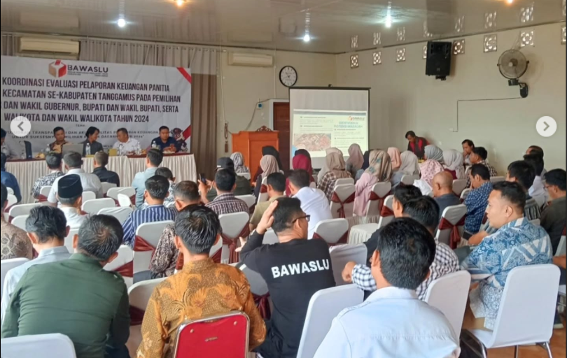 BAWASLU KABUPATEN TANGGAMUS GELAR RAPAT KOORDINASI EVALUASI PELAPORAN KEUANGAN PANWASCAM SE-KABUPATEN TANGGAMUS