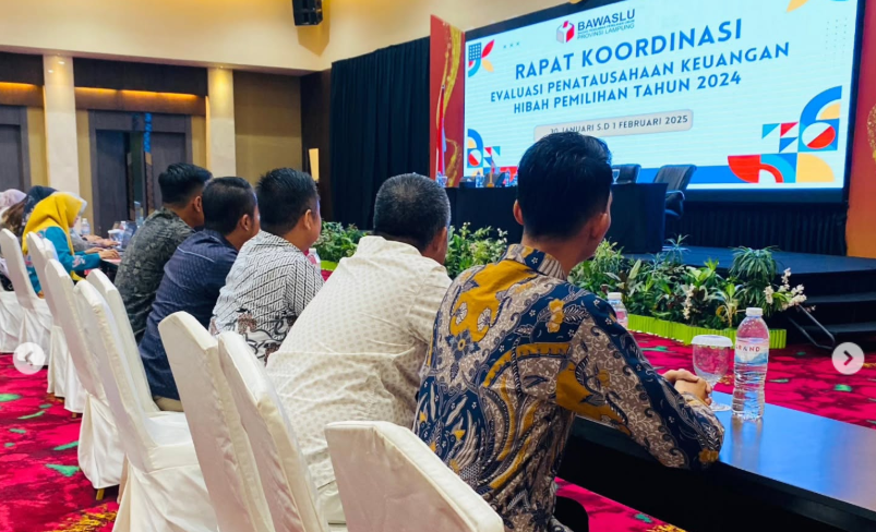 Bawaslu Tanggamus Hadiri Rapat Koordinasi Evaluasi Penatausahaan Keuangan Hibah Pemilihan Tahun 2024
