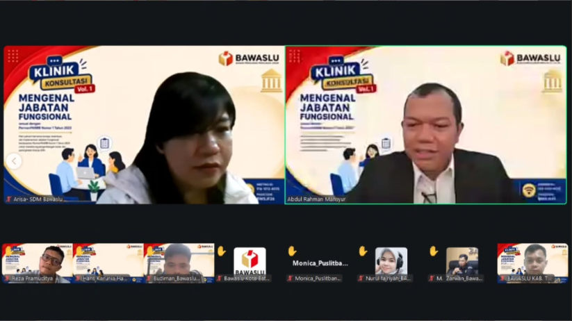 Bawaslu Tanggamus Ikuti Klinik Konsultasi Jabatan Fungsional Volume I, Perkuat Pemahaman Implementasi Permen PANRB Nomor 1 Tahun 2023