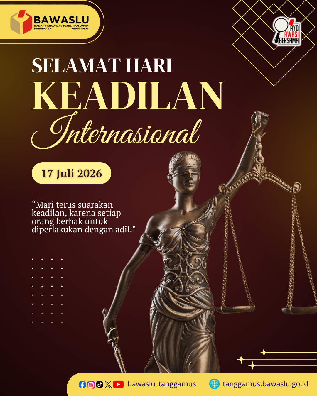 Selamat Hari Keadilan Internasional: Meneguhkan Komitmen terhadap Kebenaran, Kesetaraan, dan Perdamaian