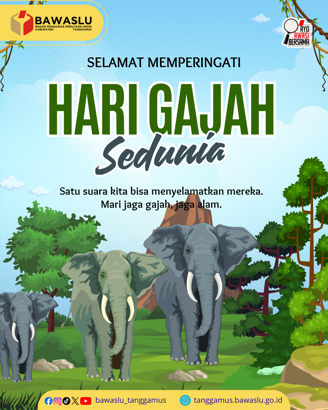 Bawaslu Tanggamus Ajak Masyarakat Jaga Kelestarian Gajah dan Habitatnya