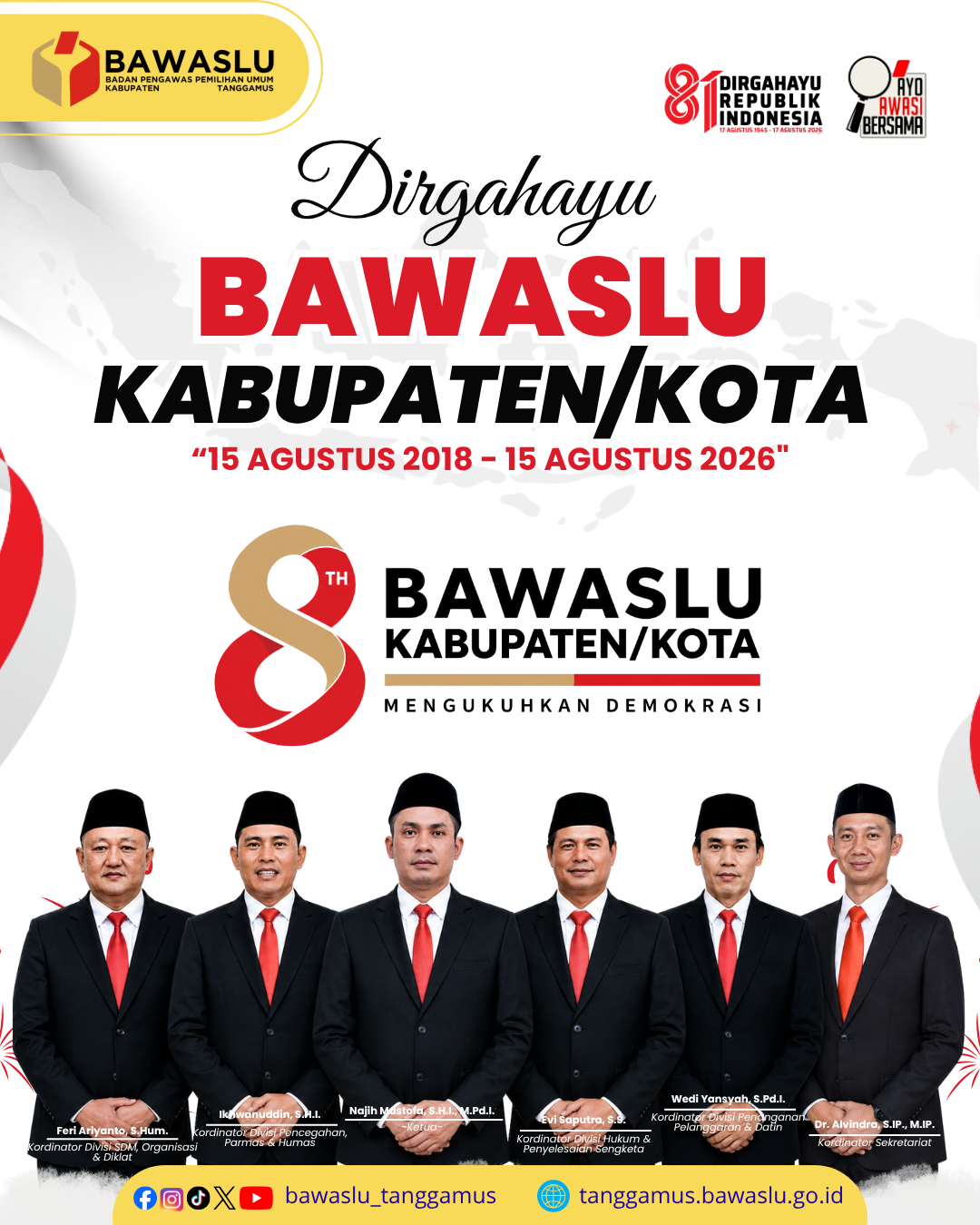 Delapan Tahun Mengawal Demokrasi, Bawaslu Kabupaten/Kota Terus Perkuat Pengawasan Pemilu