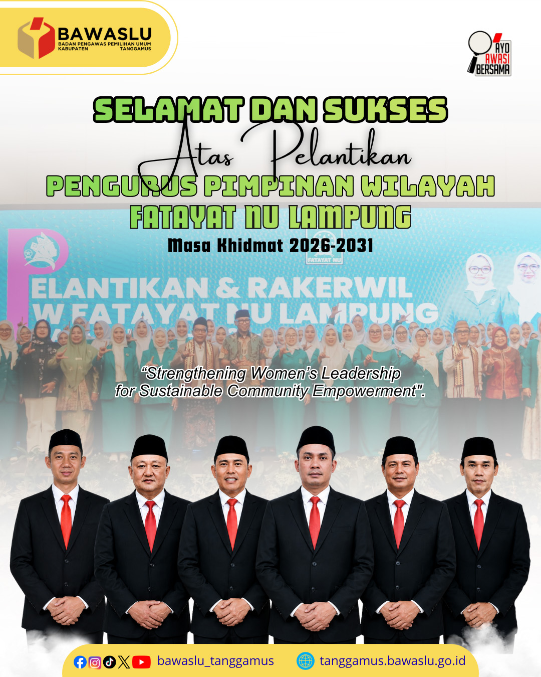 Bawaslu Tanggamus Sampaikan Ucapan Selamat atas Pelantikan Pengurus PW Fatayat NU Lampung Masa Khidmat 2026–2031