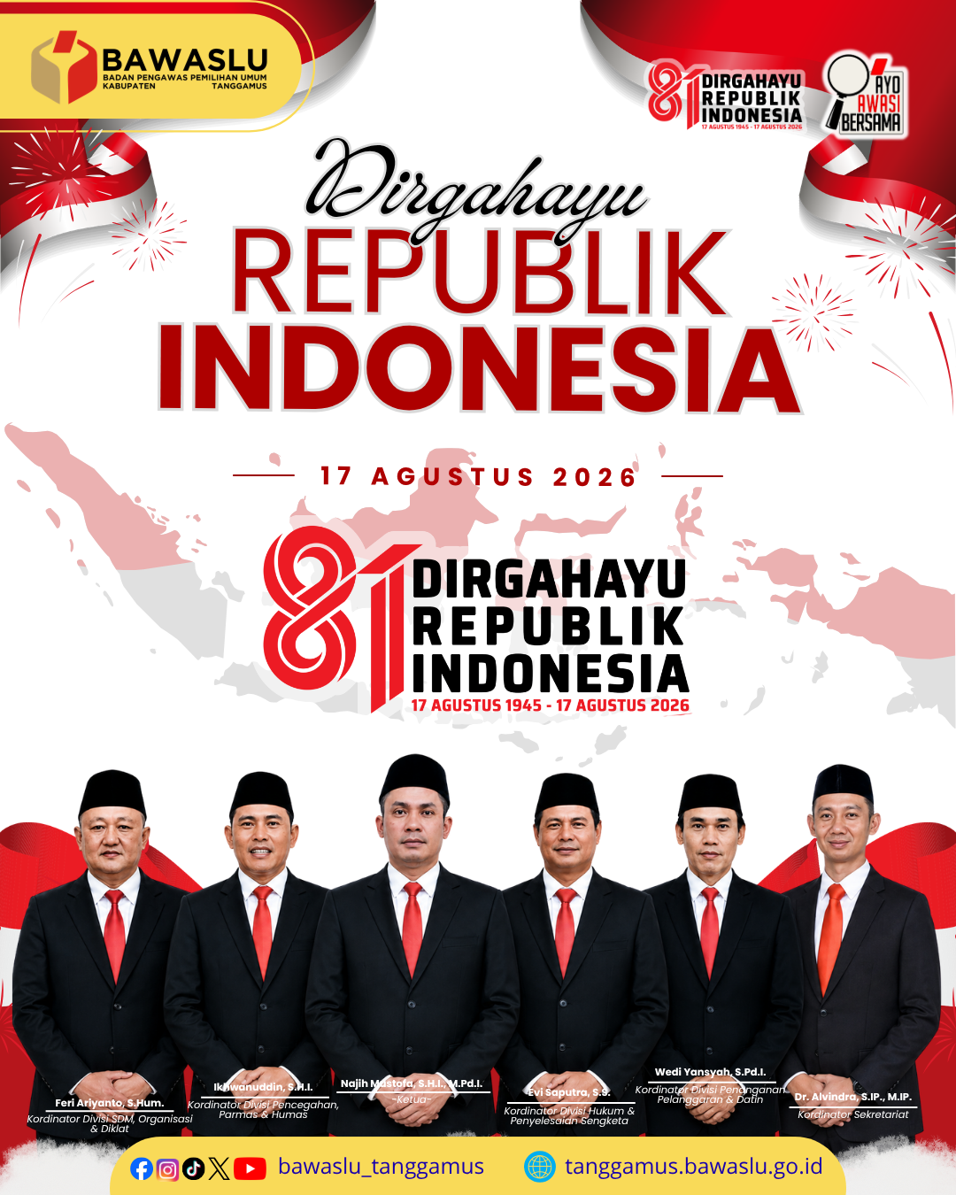 Bawaslu Kabupaten Tanggamus Ucapkan Dirgahayu Republik Indonesia ke-81