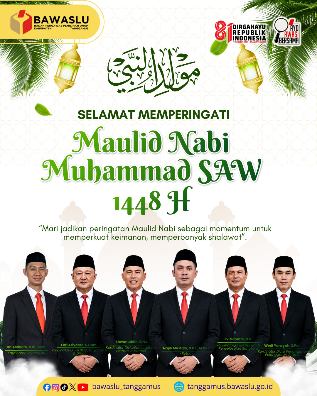 Bawaslu Tanggamus: Meneladani Akhlak Rasulullah SAW, Menguatkan Persaudaraan dan Kepedulian