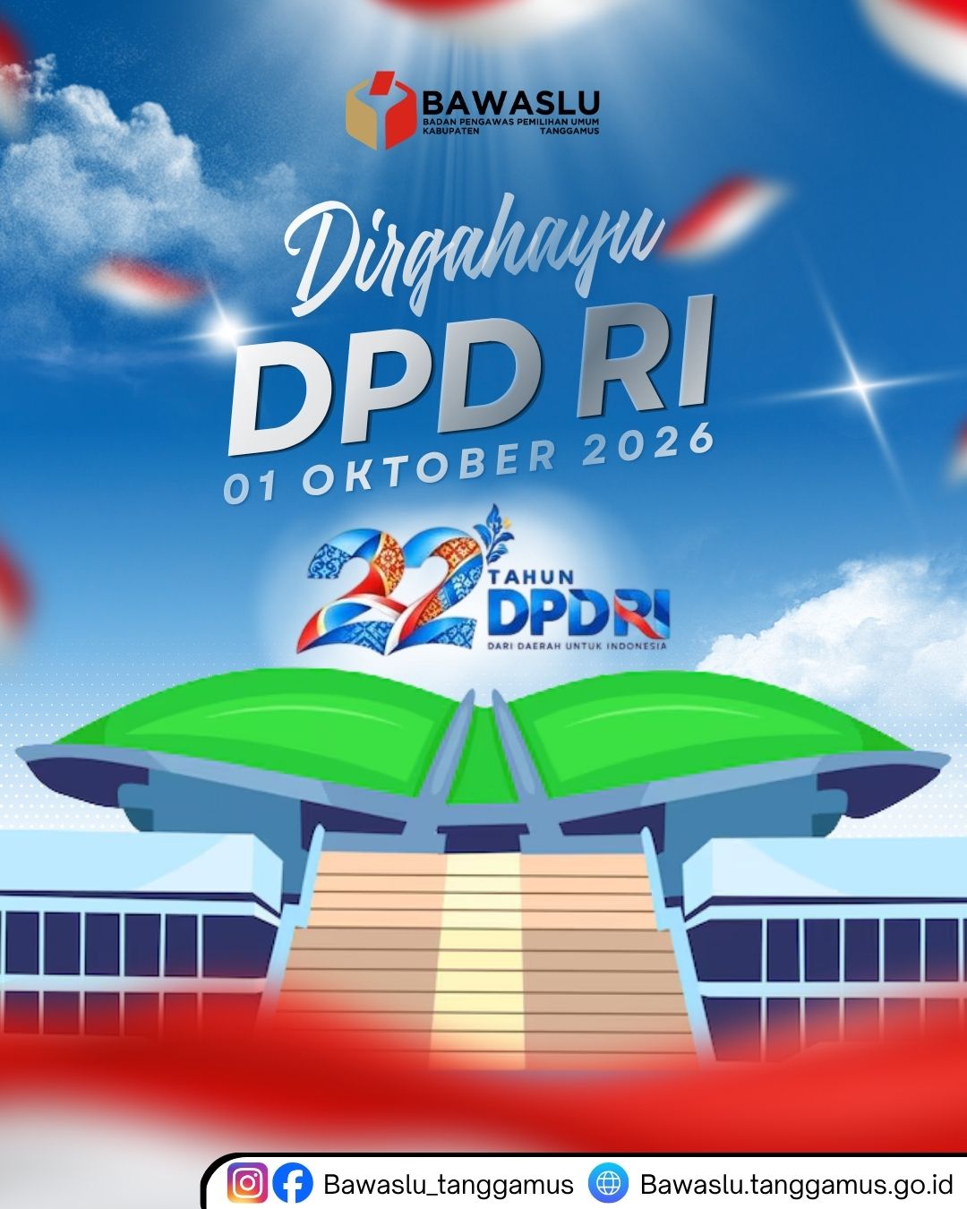 Bawaslu Tanggamus Ucapkan Dirgahayu DPD RI, Perkuat Aspirasi Daerah dan Demokrasi