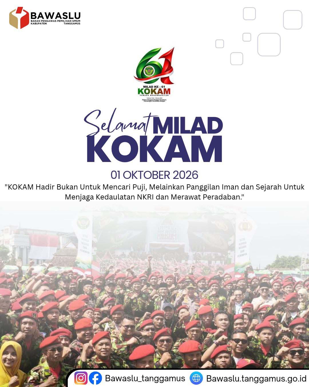 Bawaslu Tanggamus Ucapkan Selamat Milad KOKAM, Perkuat Semangat Pengabdian dan Kebangsaan