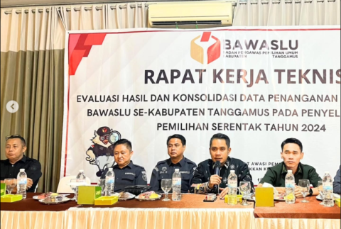 Bawaslu Kabupaten Tanggamus Gelar Rakernis Evaluasi dan Konsolidasi Data Penanganan Pelanggaran Pemilu 2024