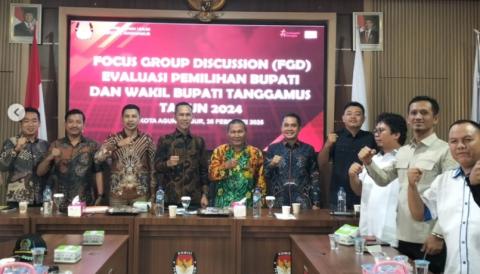 Ketua Bawaslu Tanggamus Jadi Narasumber FGD Evaluasi Pemilihan Bupati dan Wakil Bupati Tanggamus Tahun 2024