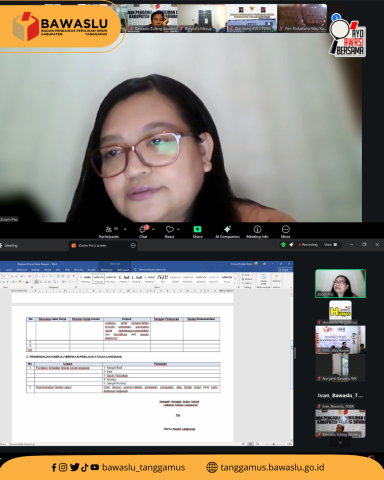 Bawaslu Kabupaten Tanggamus Ikuti Zoom Meeting Perihal Petunjuk Pelaporan Kinerja Harian Pegawai yang Melaksanakan Work From Anywhere (WFA)