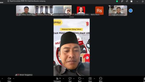 Bawaslu Tanggamus Ikuti Rapat Konsolidasi Pengawasan Pemutakhiran Data Pemilih Berkelanjutan Tingkat Provinsi