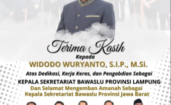 Bawaslu Kabupaten Tanggamus Sampaikan Apresiasi dan Ucapan Terima Kasih kepada Kepala Sekretariat Bawaslu Provinsi Lampung
