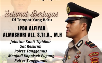 Bawaslu Kabupaten Tanggamus Ucapkan Selamat Bertugas kepada IPDA Alfiyan Almasruri Ali di Jabatan Baru